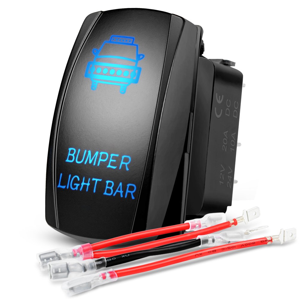 Nilight Bumper Light Bar Rocker Switch Led 5 Pin Laser On Off 20a 12v 10a 24v Jumper Wires Set2 Years