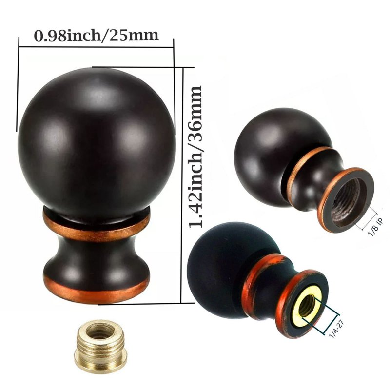 Decorative Lamp Finial Cap Elegant Ball Design For Lamps Shades And Harps Black