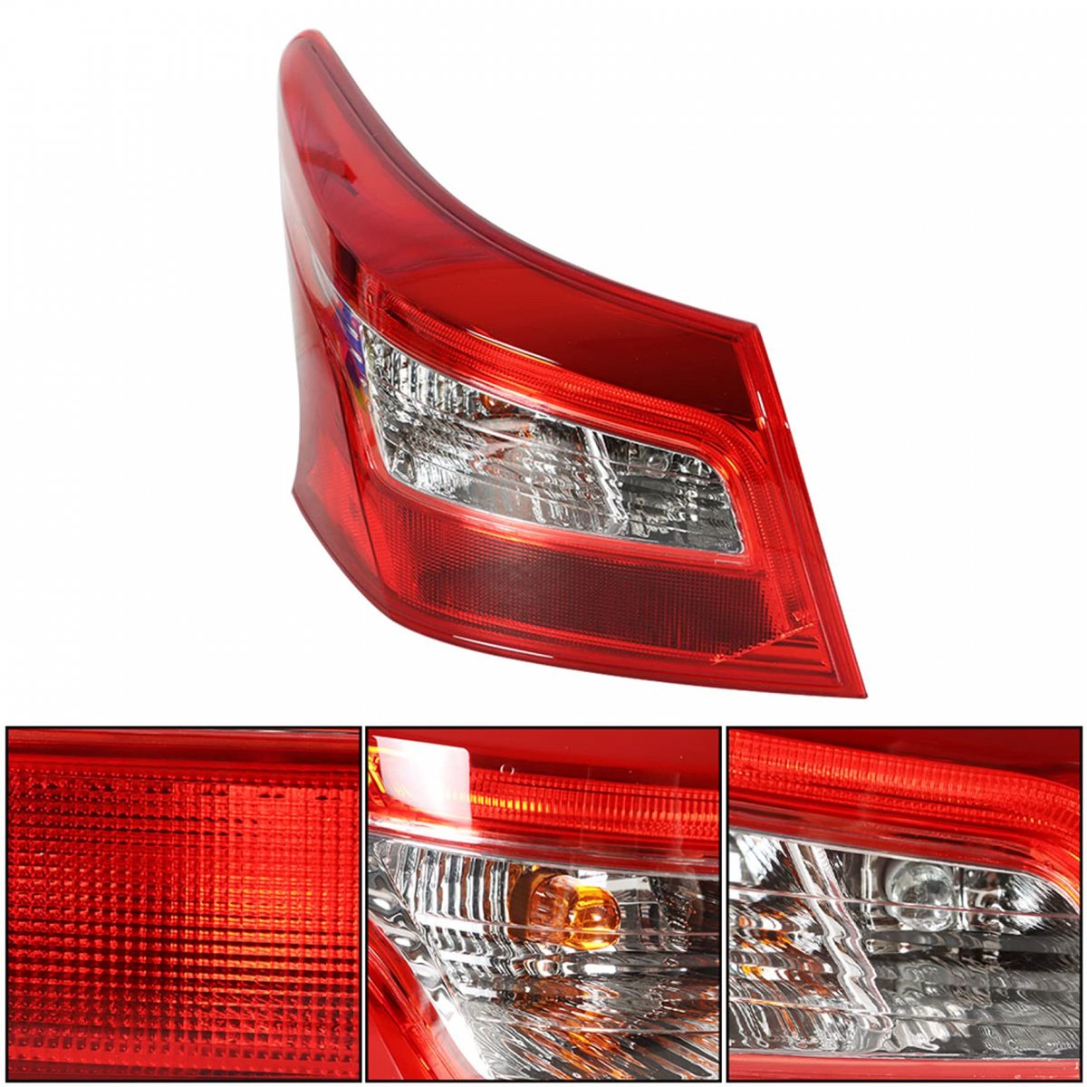 Clear Lens Tail Light Brake Lamp Outer Driver Side Replacement For 2016 2018 Nissan Sentra Red Part Number 265553yu0a