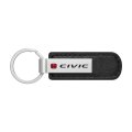 Honda Civic Key Chain With Red Logo Black Pu Leather Strap And Silver Metal Bar 3 75 In X 1