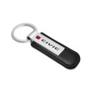 Honda Civic Key Chain With Red Logo Black Pu Leather Strap And Silver Metal Bar 3 75 In X 1