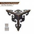 Uxcell 65x65x65mm Metal Box Corner Protectors Edge Guard Iron Bronze Tone 12pcs