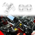 X Autohaux 4 Pcs An8 Vehicle Hose Separator Clamp Fuel Line Connector For Oil Silver Tone