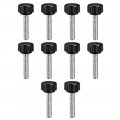 M5 X 25mm Metric Male Thread Knurled Clamping Knobs Grip Thumb Screw Hand Handle Bolt With 15mm Plastic Black 10 Pcs 