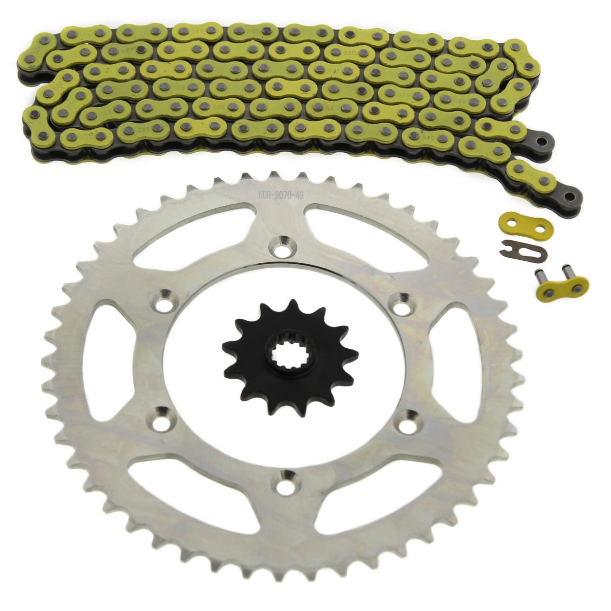 Suzuki Rm250 Yellow Non O Ring Chain And Sprocket Kit 13 49 114 For 1990 To 1996 2001 2003 Models
