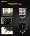 Partsam 4 2 Inch White Work Lights W 6000lm Off Road Waterproof Flood Led Light Bar Driving For Truck Tractor Atv Utv Jeep Golf