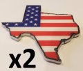 Muzzys Set Of Two American Flag In Shape Texas State Edition Emblem Decal Longhorn Lone Star Metal Badge Universal Stickon Fits