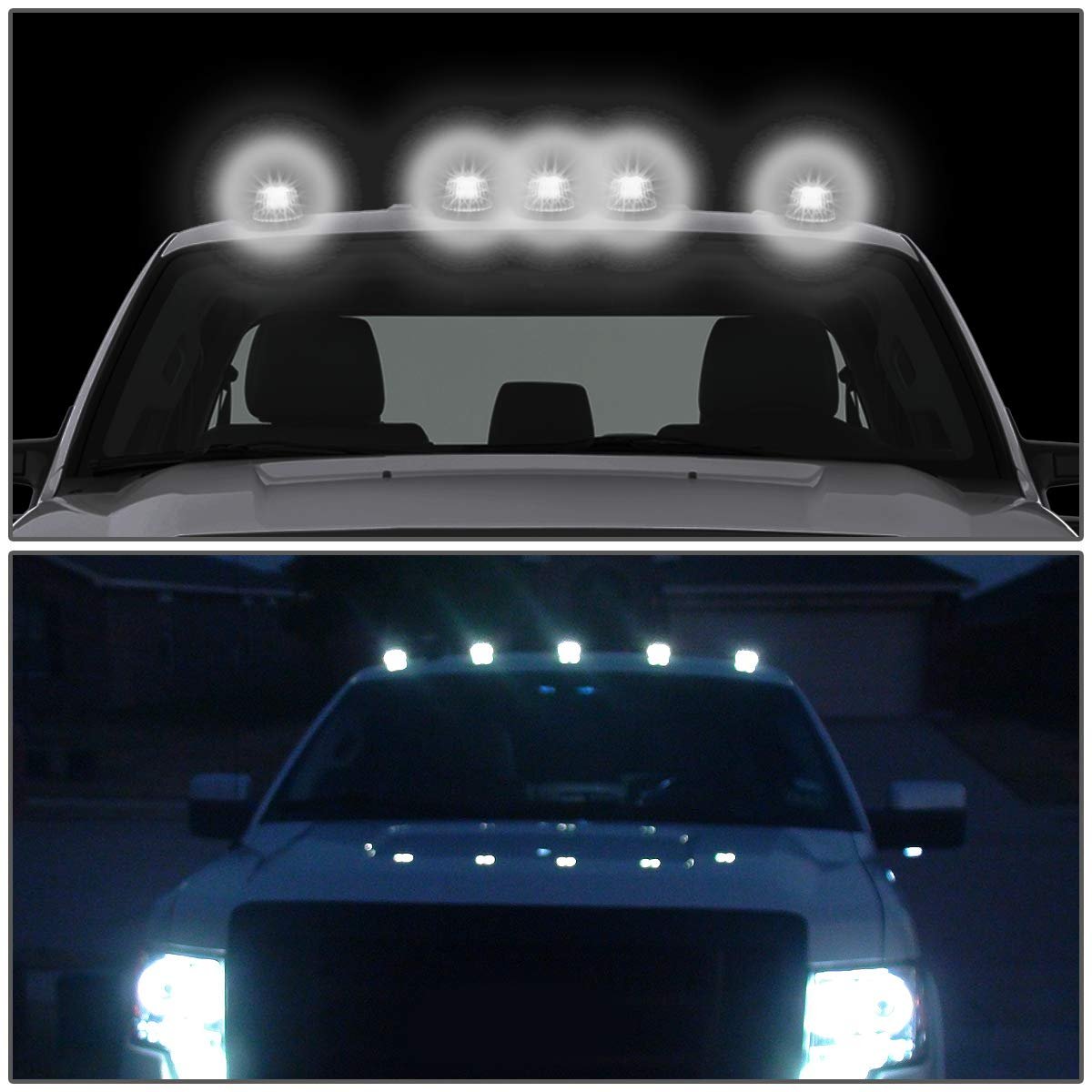 Auto Dynasty For Ford Super Duty Black Housing White Led Cab Roof Top Lights Smoked 3rd Brake Cargo Light 5 Pieces