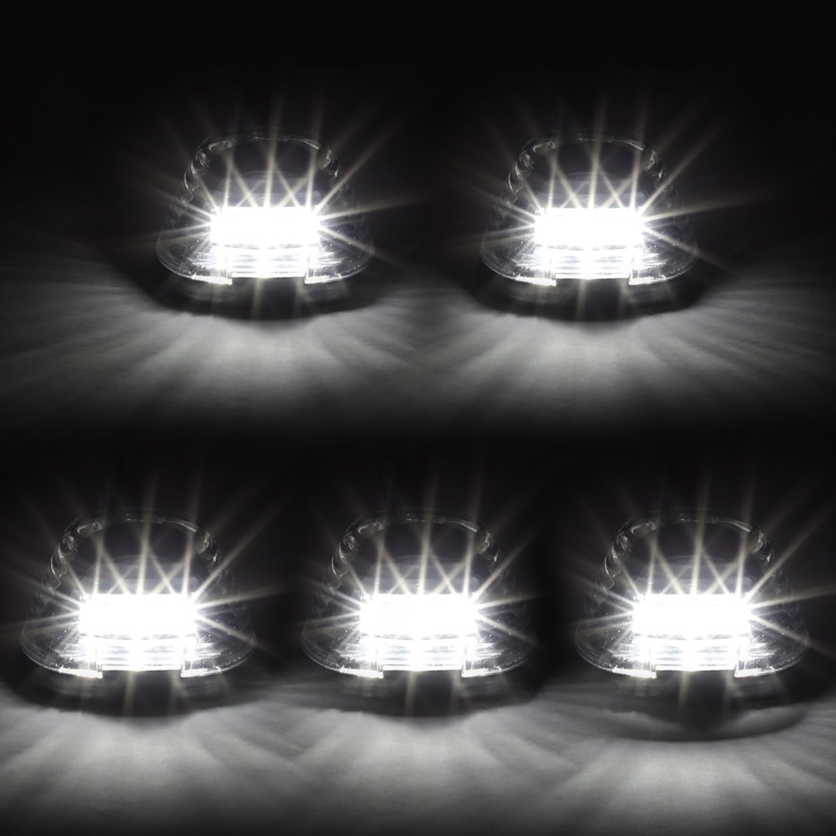 Auto Dynasty For Ford Super Duty Black Housing White Led Cab Roof Top Lights Smoked 3rd Brake Cargo Light 5 Pieces