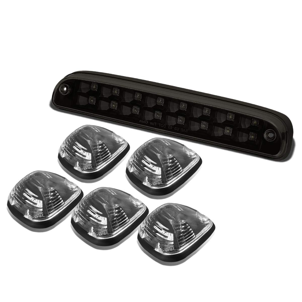 Auto Dynasty For Ford Super Duty Black Housing White Led Cab Roof Top Lights Smoked 3rd Brake Cargo Light 5 Pieces