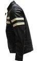 Mens Leather Motorcycle Jacket With Gray Racing Stripes Size 3xl Xxx-large 56-58 