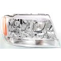 Fits 99-04 Grand Cherokee Right Pssngr Headlamp Assy W Chrome Bezel Clear Park Lamp 