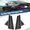 X Autohaux 1 Set Gloss Black Carbon Fiber Pattern Car Door Window Pillar Posts Cover Trim Exterior Anti-scratch Stickers For
