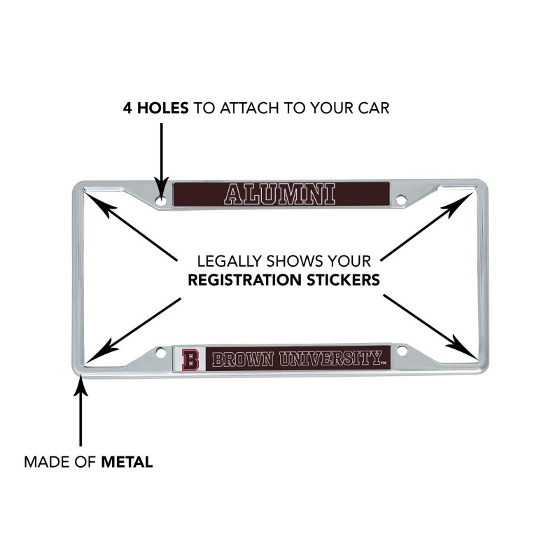 Brown University Metal License Plate Frame For Front Or Back Of Car Officially Licensed Alumni 2-pack