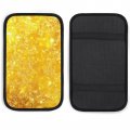 Hoamoya Fancy Glittering Yellow Center Console Cover Car Armrest Seat Box Pad Interior Accessories Protector For Most Auto Suv 