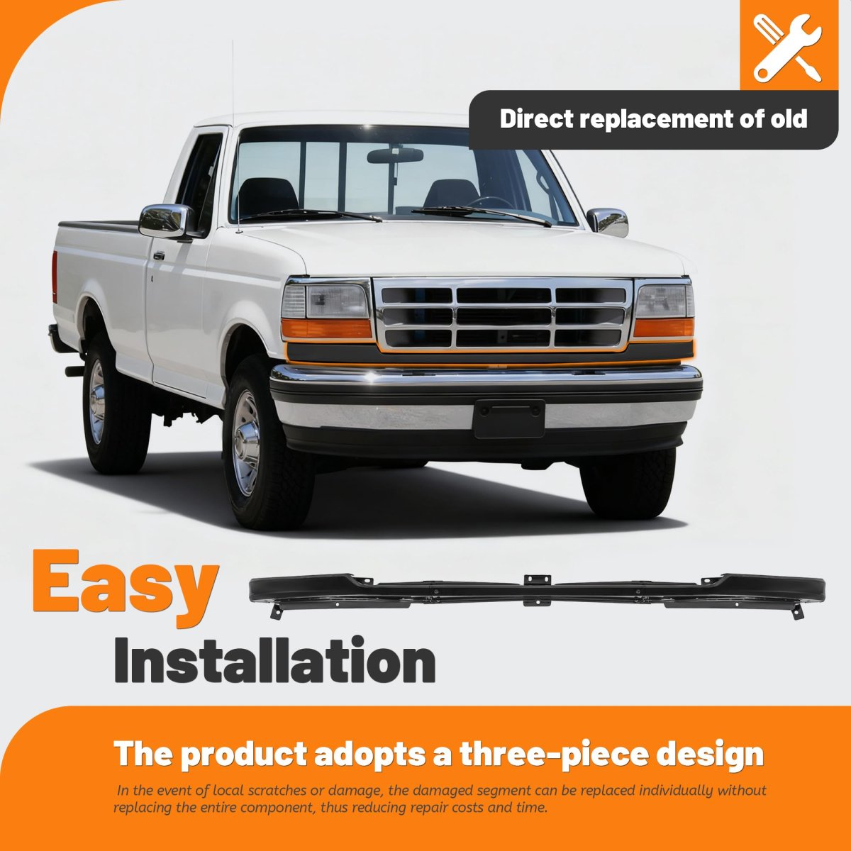 Front Bumper Filler For 1992-1997d Bronco Custom F-150 F-250 F-350 Xlt F-53 F-59 F-super Duty Replacement For Fo1087122