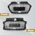 Bumper Grille Front With Acc Honeycomb Mesh For Audi A3 8v Rs3 Style 2017 2018 2019 2020 Black Stainless Steel Replacement Part