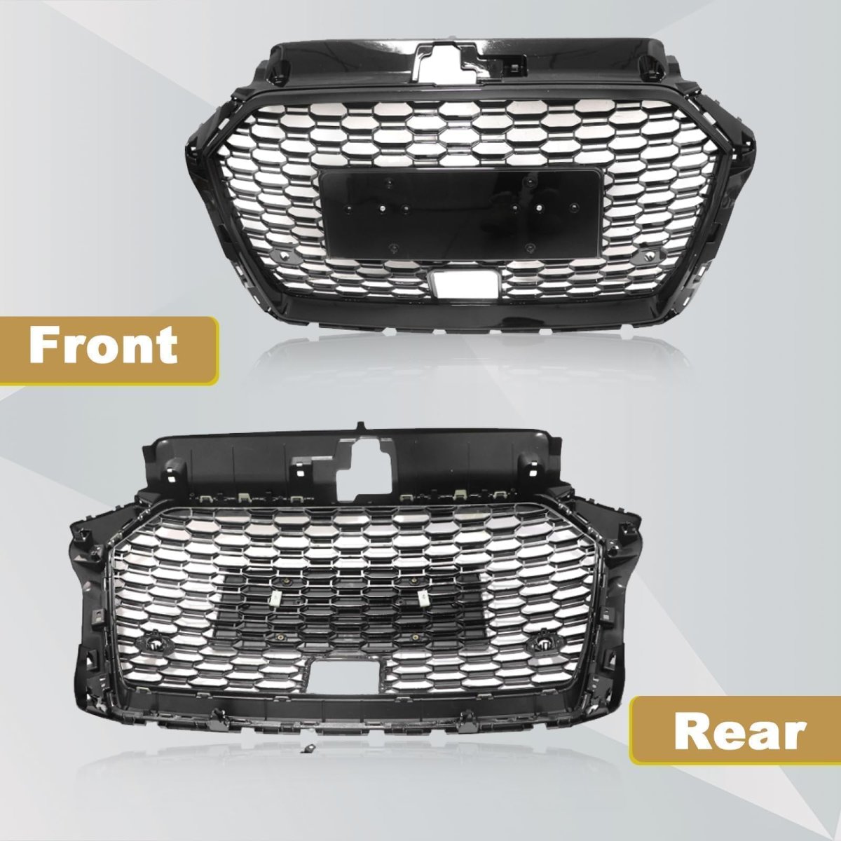 Bumper Grille Front With Acc Honeycomb Mesh For Audi A3 8v Rs3 Style 2017 2018 2019 2020 Black Stainless Steel Replacement Part