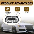 Bumper Grille Front With Acc Honeycomb Mesh For Audi A3 8v Rs3 Style 2017 2018 2019 2020 Black Stainless Steel Replacement Part