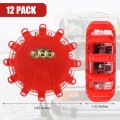 Tallew 12 Pack Led Road Flares Emergency Lights Roadside 9 Flash Modes Warning Car Safety Beacon Magnet Hook Flashing Disc