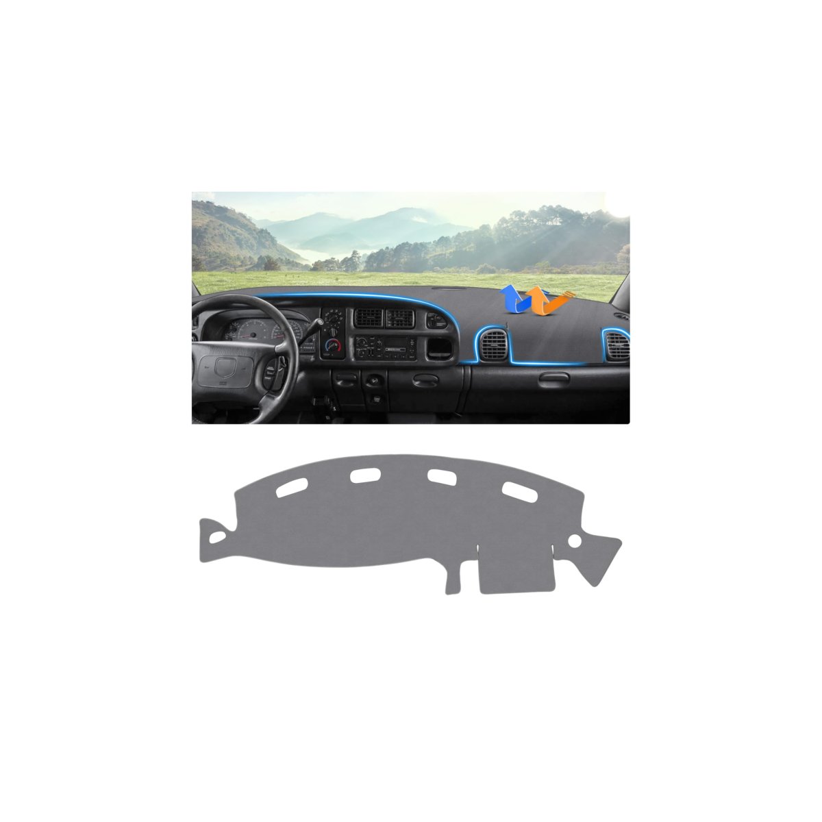 Gray Dashboard Cover Mat For Dodge Ram 1500 2500 3500 1998-2001 Accessories Upgrade Polyester Dash Sunshade Glare Uv Rays