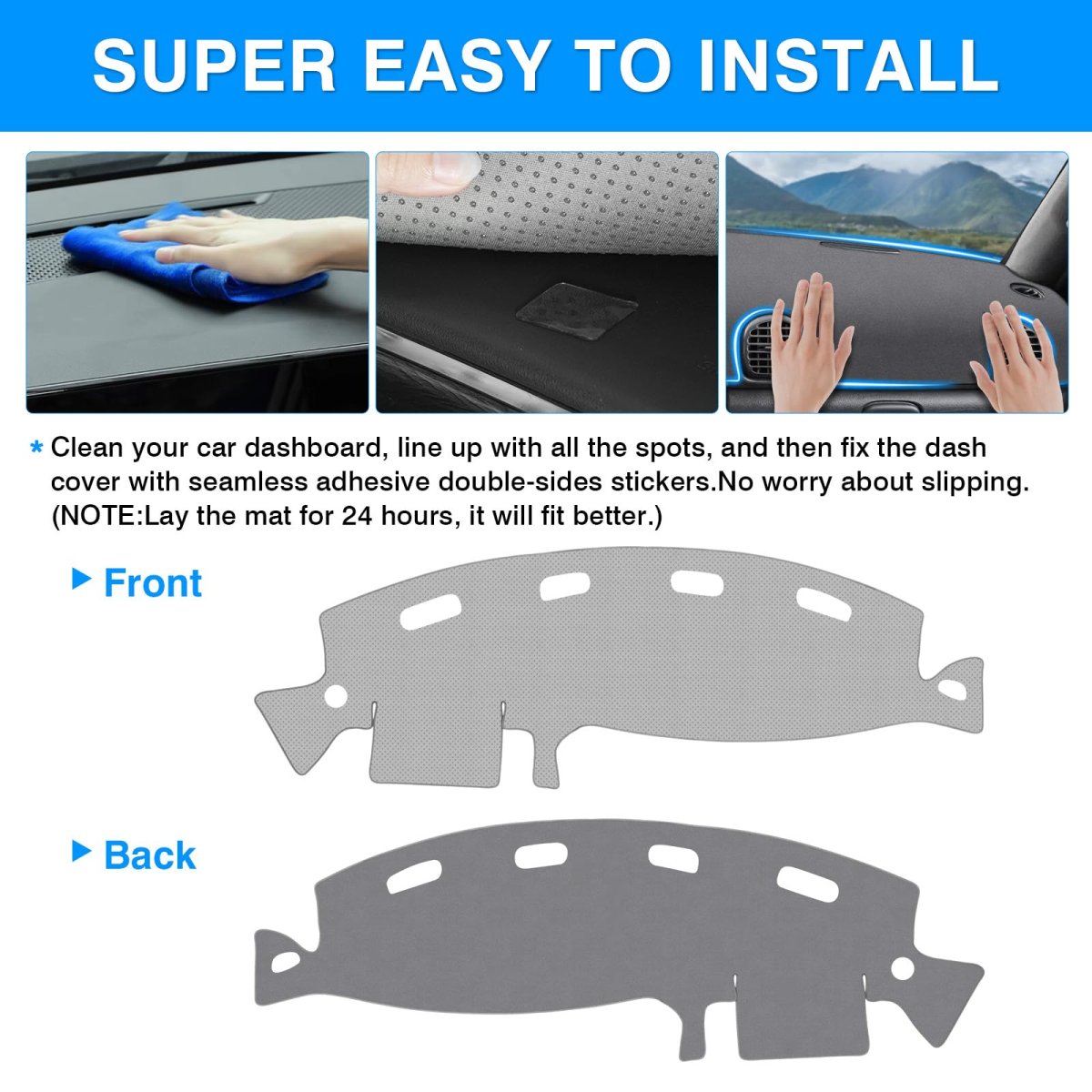 Gray Dashboard Cover Mat For Dodge Ram 1500 2500 3500 1998-2001 Accessories Upgrade Polyester Dash Sunshade Glare Uv Rays