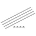 4set M6-1 0x250mm Fully Threaded Rods Bar Studs With Nuts 304 Stainless Steel Long Thread Screws Hardware For U-bolts Anchors 