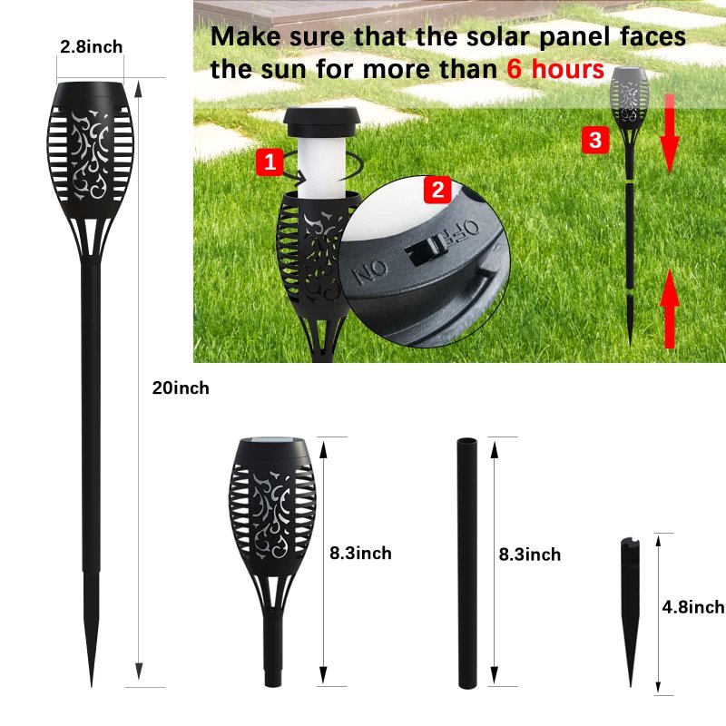 Aounq Solar Lights Outdoor Waterperoof Upgraded 4pack Tiki Torches With Flickering Flame 12led Mini Garden For Patio Yard