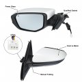 X Autohaux Door Mirror Assembly Left Driver Side For Honda Civic 2016-2021 Power Glass Non-heated Manual Folding 3 Pins Black