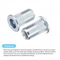 Uxcell M5 Rivet Nuts 150pcs Zinc Plated Carbon Steel Knurled Flat Head Threaded Insert For Metal Plastic