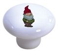 Set Of 2 Gnome Ceramic Cabinet Drawer Pull Knob 