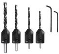 Fsh-134800 Drill And Countersink Set 8 In 5 32 3 16 1 90 Degrees High Speed Steel Brad Point Bits With Hex Shank 2 Keys 