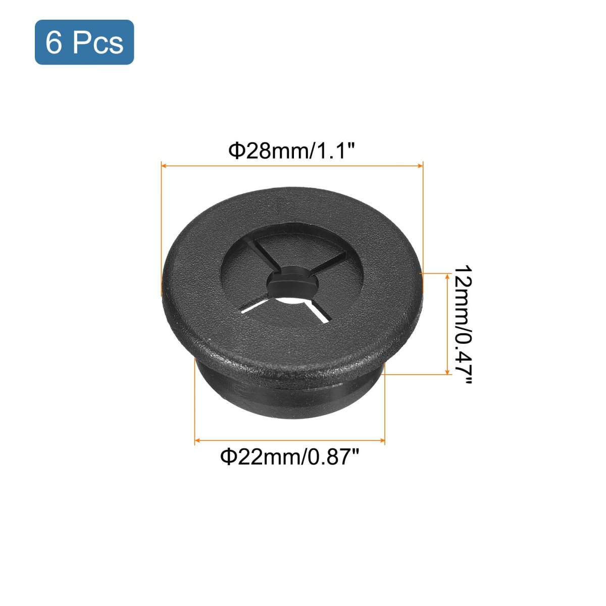 6 Pcs Cable Cord Grommet 7 8 Inch 22mm Desk Flexible Rubber Grommets Wire Hole Cover Pass Through For Office Computer Organizer