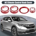 X Autohaux 4pcs Air Conditioner Knob Ring Covers Volume Control Start Stop Push Button For Honda Crv 2017 2018 2019 2020 2021