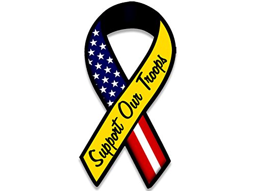 Ribbon Shaped Support Our Troops Sticker Military Served