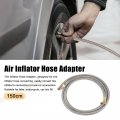 X Autohaux Flexible Stainless Steel 150cm 59 Tire Valve Connect Pipe Air Chuck Inflator Compressor Pump Extension Hose For Car