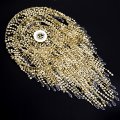 Waneway Acrylic Chandelier Shade Ceiling Light Beaded Pendant Lampshade With Crystal Beads And Gold Frame For Bedroom Wedding 
