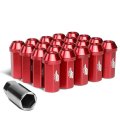 Auto Dynasty J2 Engineering 7075-t6 Compatible Withged Aluminum M12x1 5 20pcs 50mm Tall Close-end Lug Nut Set W Adapter Red