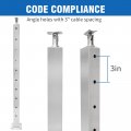 Anxingo Cable Railing Post Deck 42x2x2 Silver W Pre-drilled Hole Stainless Steel Top Mount Wood Concrete Angle Stairs
