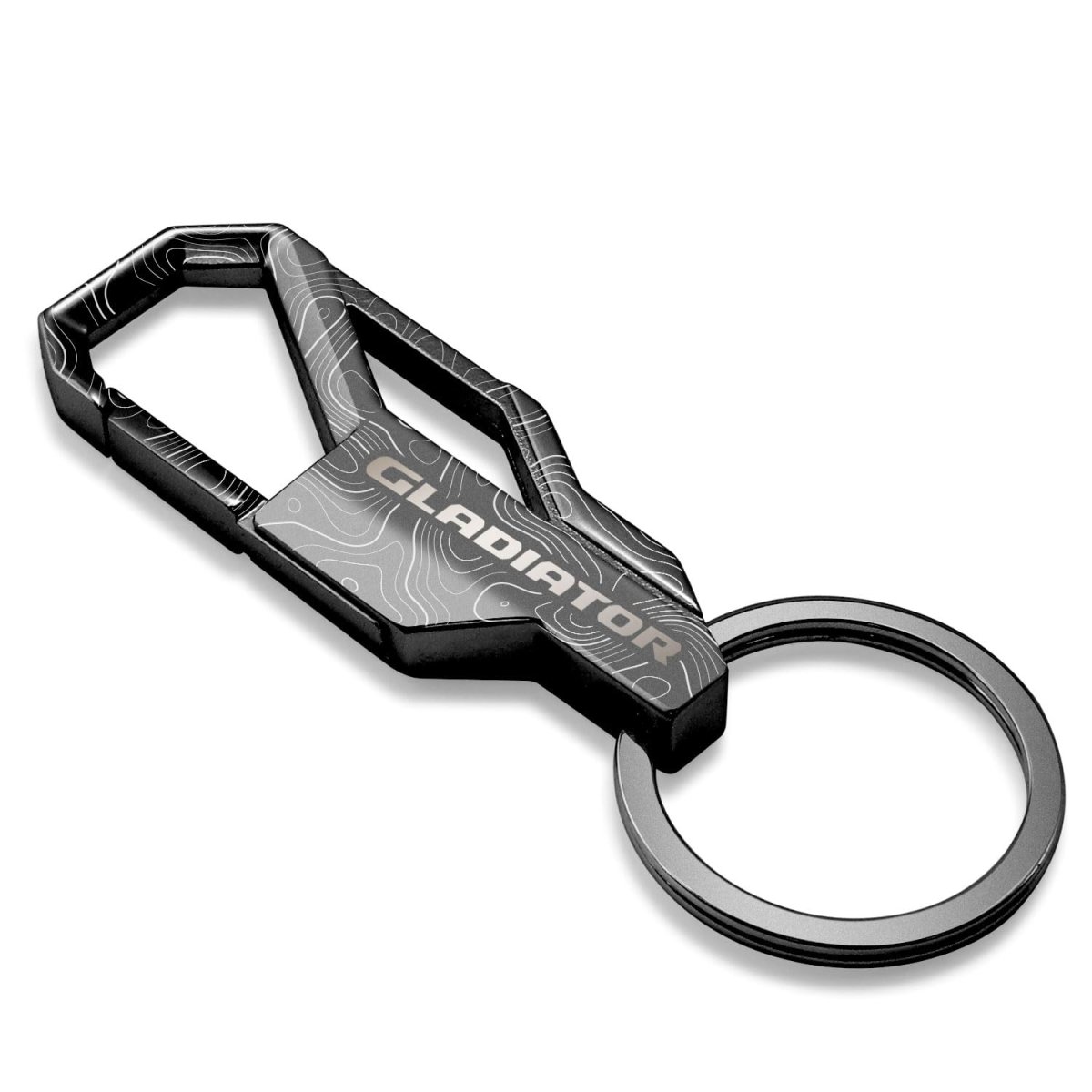 Jeep Gladiator Laser Etched Topographic Black Carabiner Style Snap Hook Metal Key Chain Official Licensed 3 75 In X 1