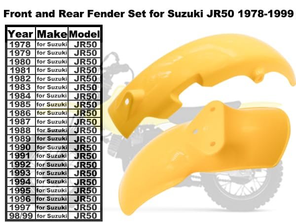 Jr50 Front And Rear Fender Set For Suzuki Jr 50 1978 To 1999 Yellow 63111-04411-25y 53111-04420-25y