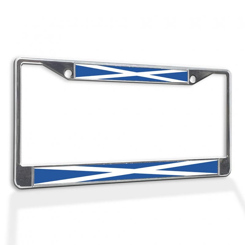Fastasticdeals Metal Insert License Plate Frame Flag Of Scotland A Weatherproof Car Accessories Chrome 2 Holes Solid