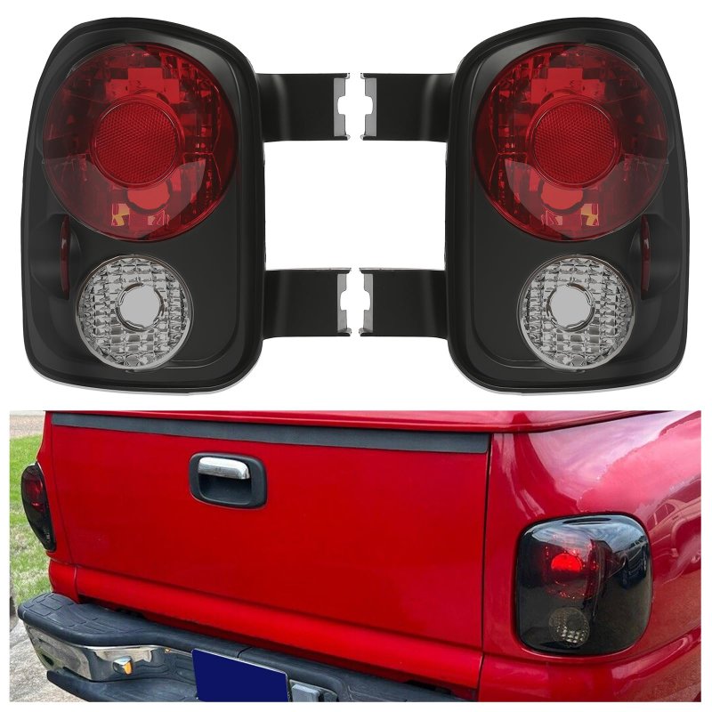 Pair Tail Light For 1999-2004 Chevy Silverado Gmc Sierra Stepside Rear Brake Lamp Black Housing Smoke Lens Without Bulbs