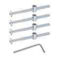 4pcs Bed Frame Bolts M6 X 85mm Hex Socket Head Screws Barrel Nuts Bunk Furniture With Rice-shaped Nut And Wrench For Chairs 