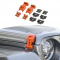 Orange Hood Latches Catch Kit For Jeep Wrangler Jk Jku Jl Jlu And Gladiator Jt 2007 To 2025 2 Piece Set With 3 Holes Aluminum 