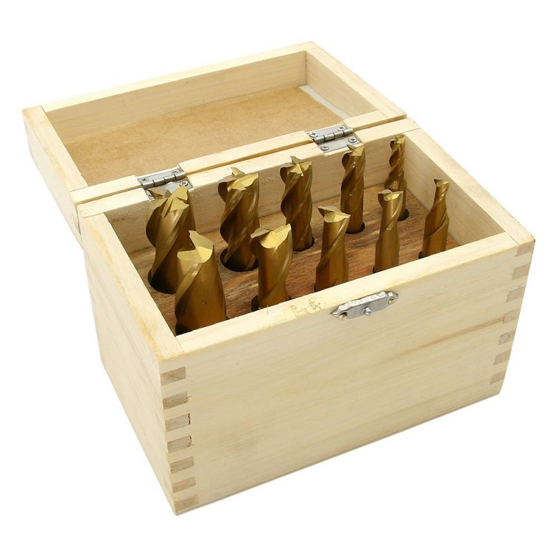 2 4 Flute End Mill Set Tin Coated High Speed Steel 10 Piece Includes 3 8 1 5 And Mills Littlemachineshop Com 1245