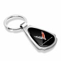 Ipick Image Black Dome Chrome Metal Teardrop Logo Key Chain Official Licensed For Chevrolet Corvette C8