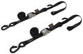 Powertye 23622-s Black 1 X 6ft Cam Buckle Soft-tye S Hook Secure Latch Tie-downs With Integrated Soft Hooks 