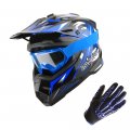 1storm Adult Motocross Helmet Bmx Mx Atv Dirt Bike Racing Style Glossy Blue Goggles Skeleton Glove Bundle 