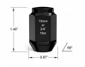 20pcs Black Bulge M12x1 5 Lug Nuts Conical Cone Taper Acorn Seat Closed End 1 4 Inch Length Installs With 19mm Or 3 Hex Socket